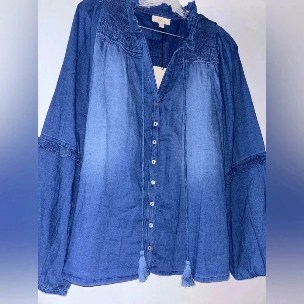 Elan denim long sleeve shirt NWT